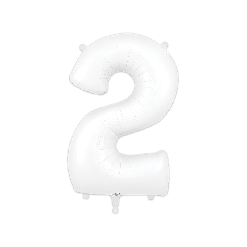 Balão Número 2 de 86cm Branco