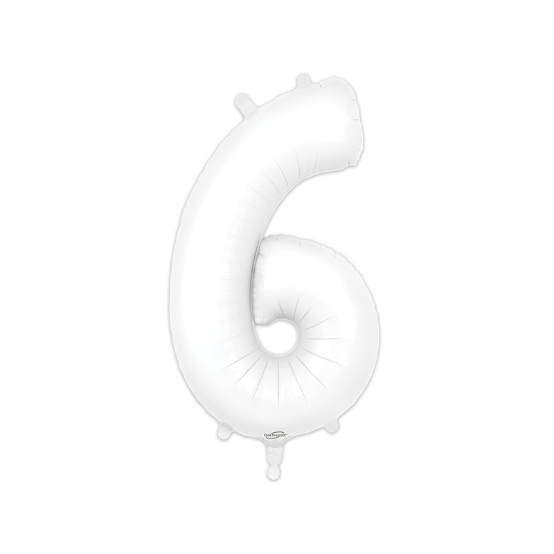Balão Número 6 de 86cm Branco