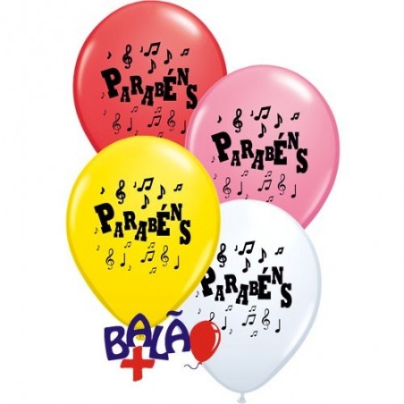 Globo 30cm Parabéns Notas Musicales