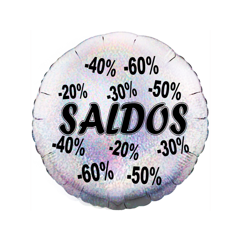 Balão de 45cm Saldos Prateado Holográfico