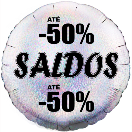 Balão de 45cm Saldos -50% Prateado Holográfico