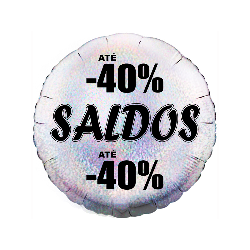 Balão de 45cm Saldos -40% Prateado Holográfico