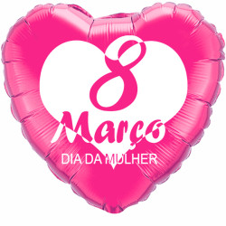 Balão Coração de 45cm 8 de Março Dia da Mulher