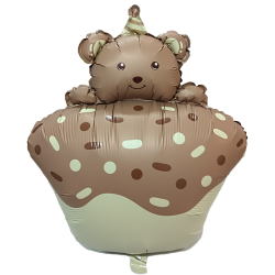 Balão Foil Muffin Chocolate com Urso