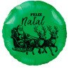 Santa Claus and Reindeer Balloon with Feliz Natal Message, 45cm, Green