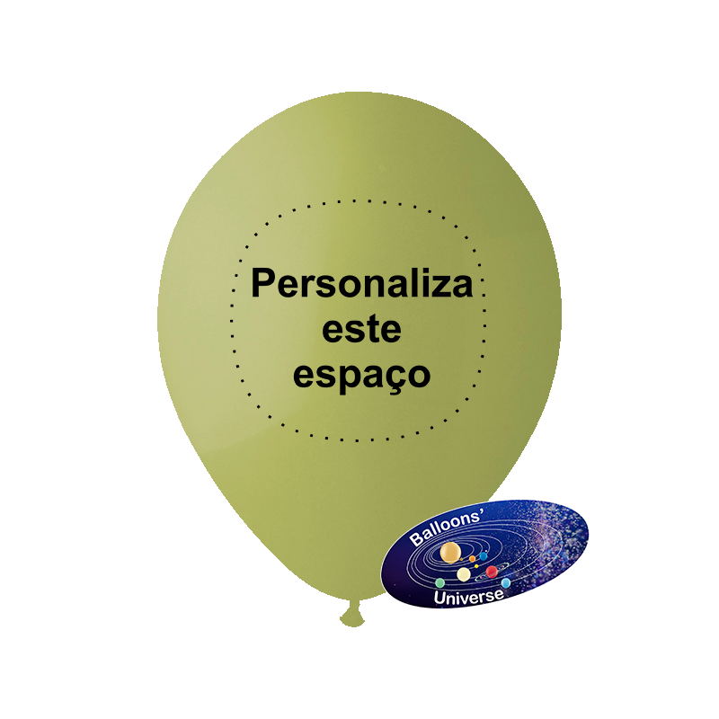 Globo 26cm Verde Oliva Personalizado en 1 color en 1 Lado