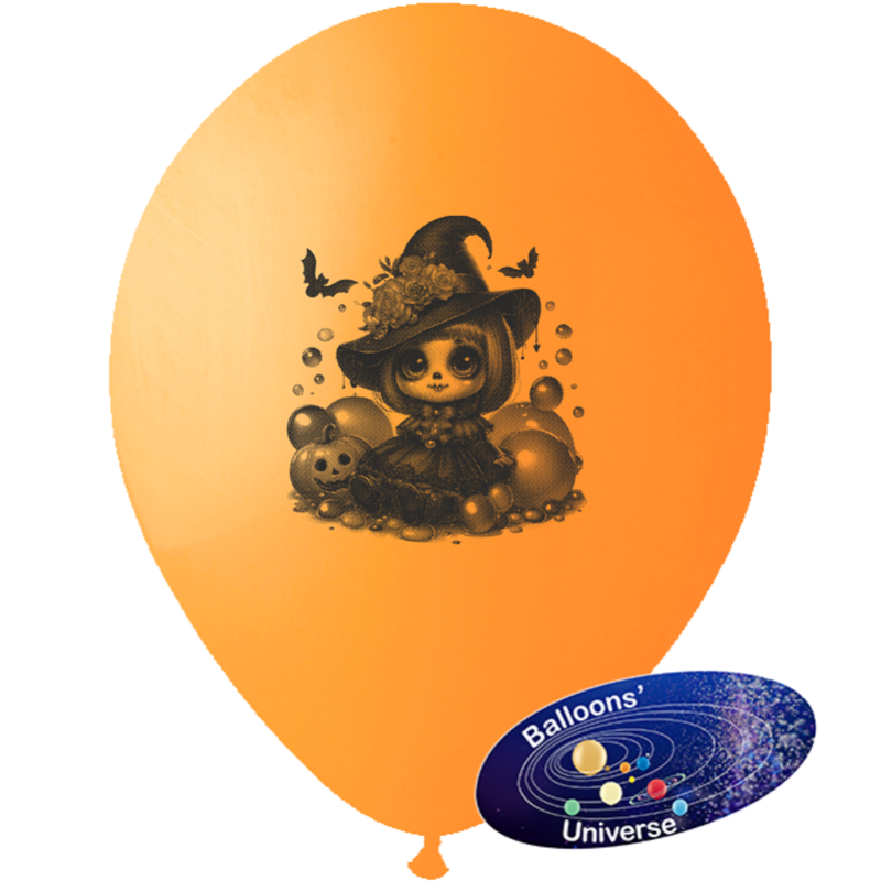 12'' Orange Latex Halloween Balloon – Enchanted Vintage Witch (Seasonal Edition)
