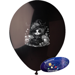 Globo de Látex Naranja de 12'' Halloween – Brujita Vintage Encantada (Edición Temática)