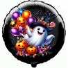 Globo de Foil 18'' Redondo Halloween – Fantasma Encantado con Globos de Colores y Calabazas